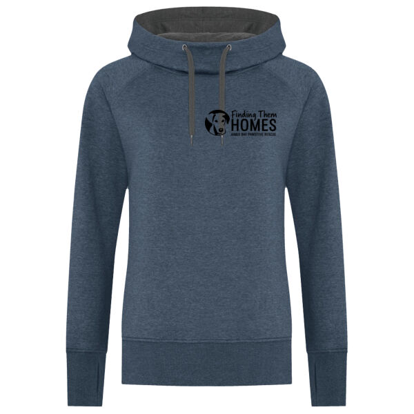 Ladies Hoodie Black Long Logo  Thumbnail
